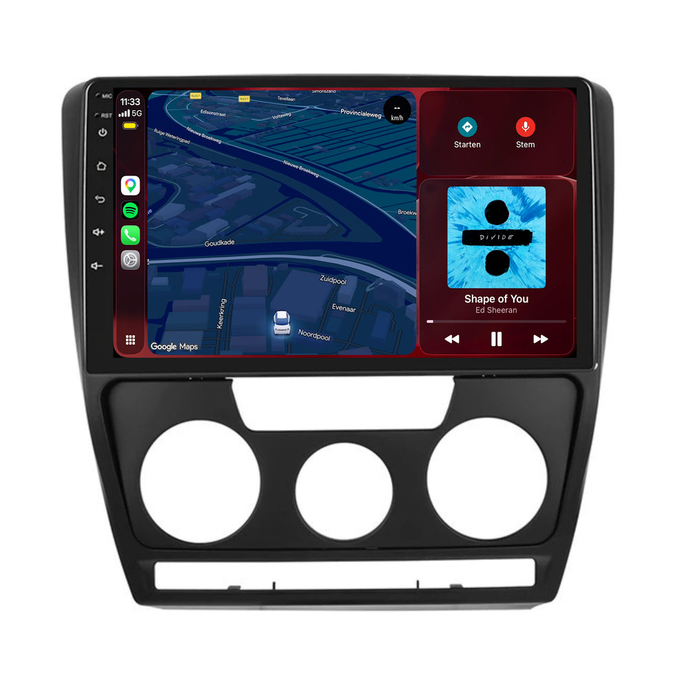 Radio CarPlay e Android Auto per Skoda Octavia | 2007–2012 | 9 pollici | Android 15 | CTX-7282