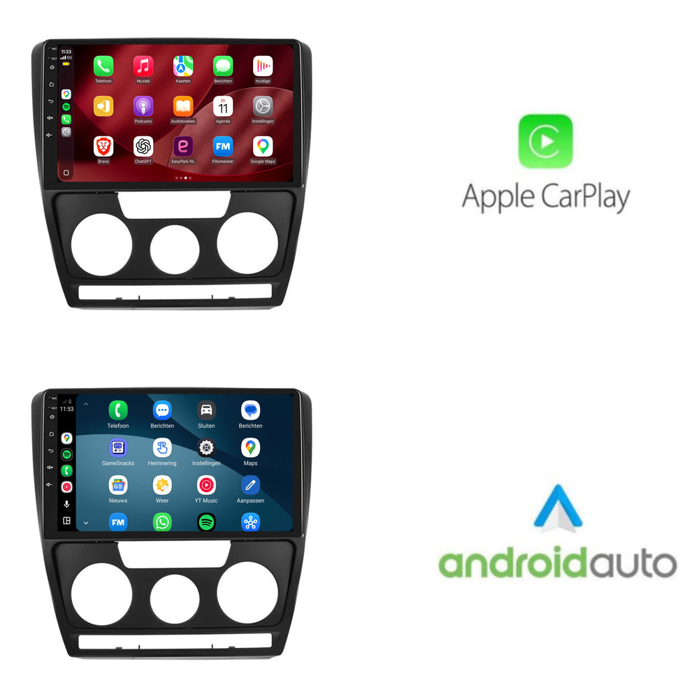 Radio CarPlay e Android Auto per Skoda Octavia | 2007–2012 | 9 pollici | Android 15 | CTX-7282