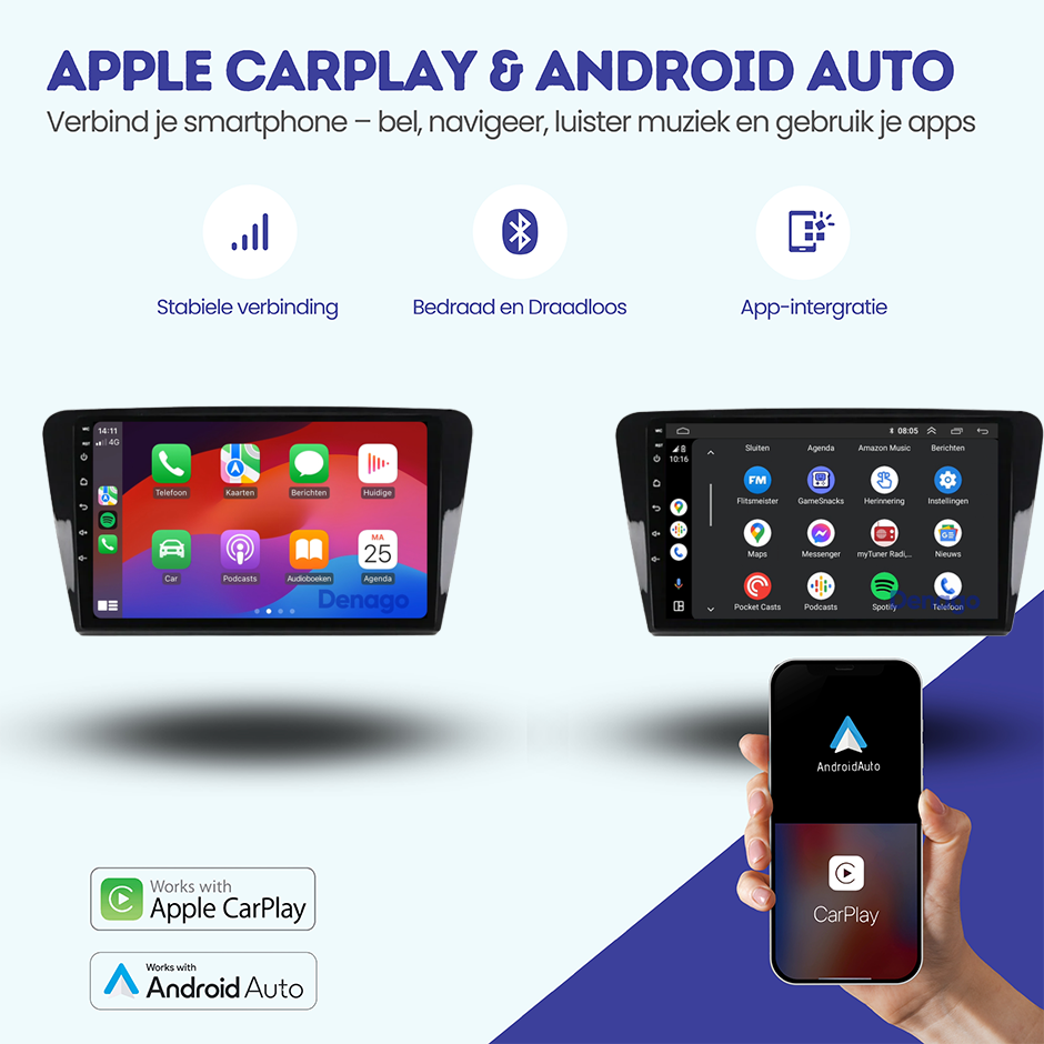 Autoradio Skoda Rapid CarPlay | 2012 à 2016 | Denago DNG-A211 | Écran 9 pouces | Android 13 | CarPlay sans fil & Android Auto