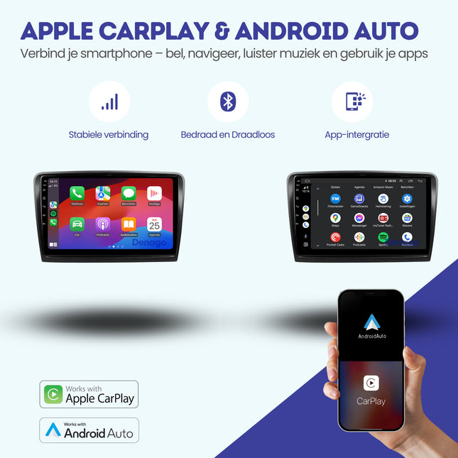 Skoda Superb CarPlay autoradio | 2008 t/m 2014 | Denago DNG-A348 | 9 inch | Android 13 | Draadloos CarPlay & Android Auto