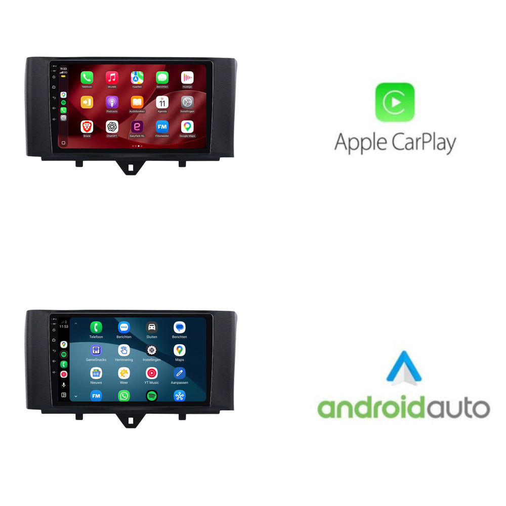 Smart Fortwo | Android 15 | 9 inch Autoradio | 2011 t/m 2015 | CarPlay & Android Auto