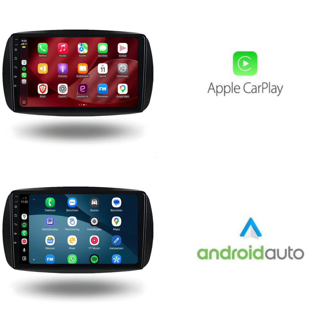 Smart Fortwo & Forfour Radio mit CarPlay & Android Auto | 2015–2019 | 9 Zoll | Android 15 | CTX-7197