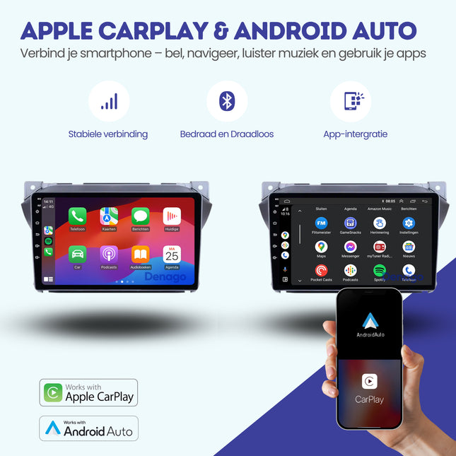 Suzuki Alto CarPlay autoradio | 2008 t/m 2016 | Denago DNG-A53 | 9 inch | Android 13 | Draadloos CarPlay & Android Auto