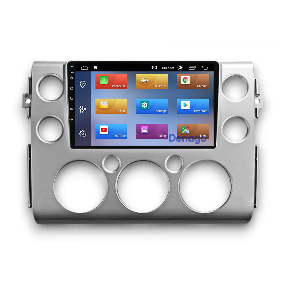 Autoradio compatible CarPlay pour Toyota FJ Cruiser (2006-2017) | Denago DNG-A313 | Écran 9 pouces | Android 13 | CarPlay sans fil & Android Auto | Cadre argenté