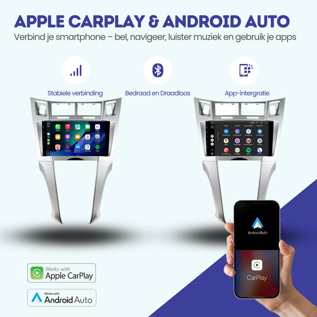 Toyota Yaris CarPlay autoradio | 2005 t/m 2012 | Denago DNG-A405 | 9 inch | Android 13 | Draadloos CarPlay & Android Auto