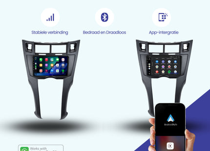 Toyota Yaris CarPlay autoradio | 2005 t/m 2012 | Denago DNG-A406 | 9 inch | Android 13 | Draadloos CarPlay & Android Auto