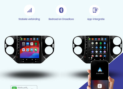 Volkswagen Tiguan CarPlay autoradio | 2007 t/m 2016 | Denago DNG-A419 | 9.7 inch Tesla Style | Android 13 | Draadloos CarPlay & Android Auto
