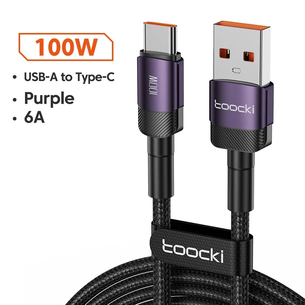USB-A naar USB-C Kabel 2 Meter | Geschikt voor CarPlay & Android Auto | Paars