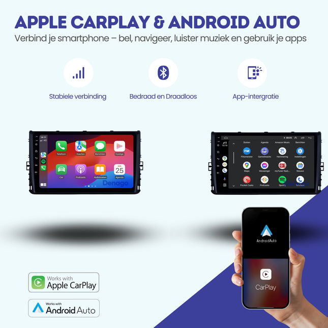 Volkswagen Golf 7 CarPlay autoradio | 2017 t/m 2020 | Denago DNG-A372 | 9 inch | Android 13 | Draadloos CarPlay & Android Auto