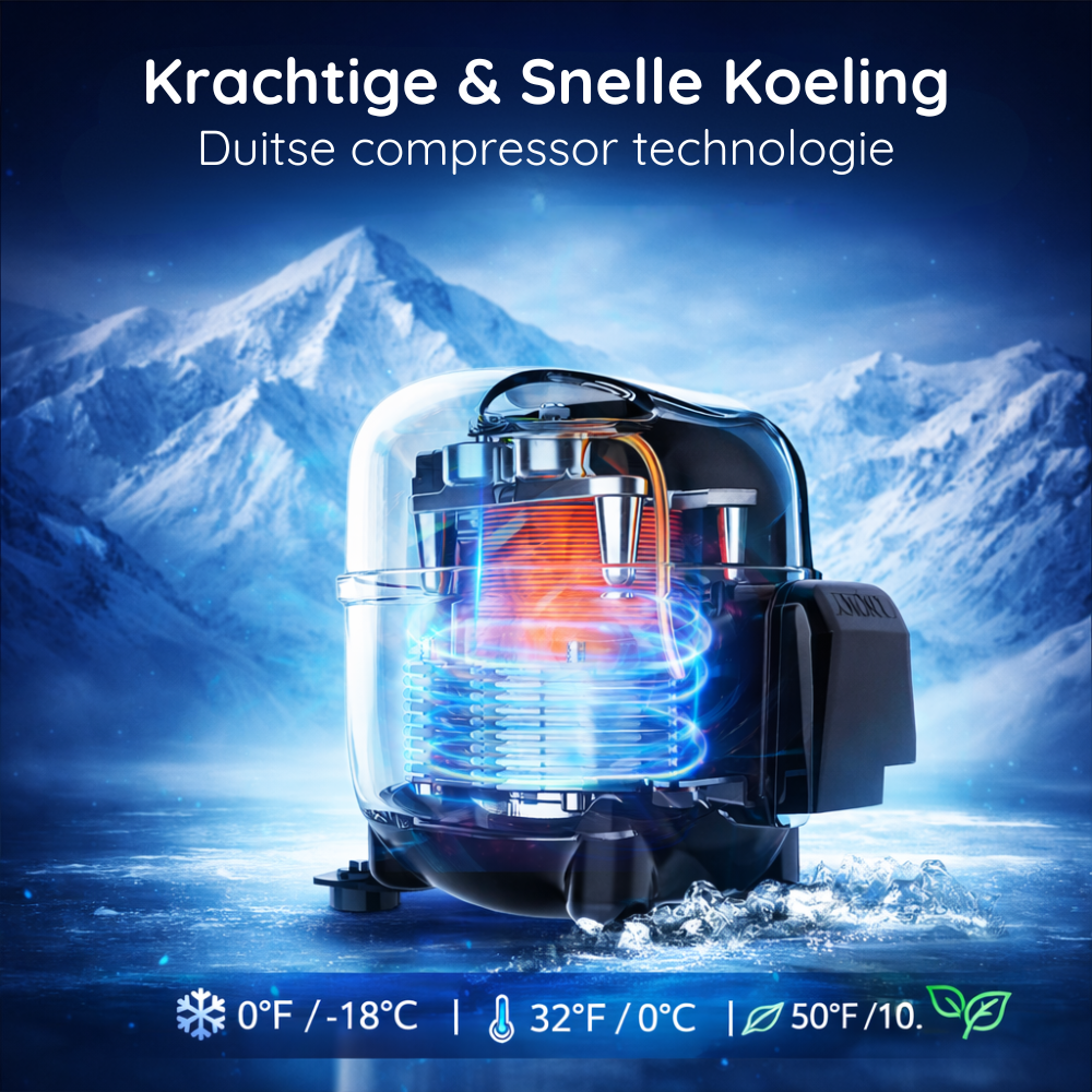 Davilon PolarX Pro autokoelbox – Koelt van 10°C tot -18°C – 12V Compressor Koelbox – Gebruik via Armleuning Achterbank