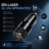 Compact 20W Car Charger | Fast charger | USB-C Power Delivery & USB 3.0 Quick Charge