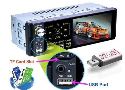 Autoradio simple DIN avec écran et caméra | Bluetooth & USB