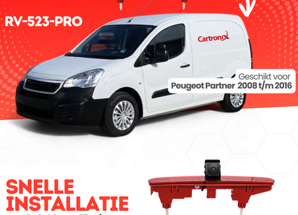Peugeot Partner Derde Remlicht Achteruitrijcamera | 2008 t/m 2016 | Nachtzicht | HD Beeld