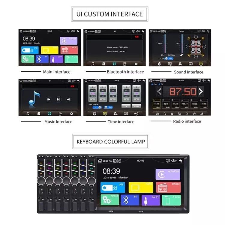 Radio para coche 2 DIN | Pantalla táctil de 7 pulgadas | Apple CarPlay y Android Auto | Bluetooth y USB |  Denago DNG-CP69
