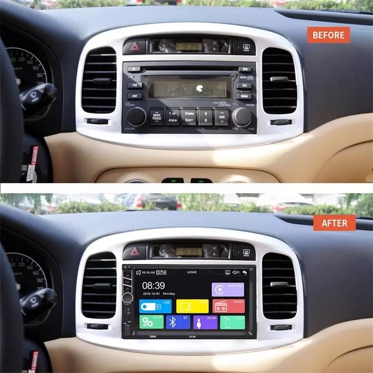 Radio para coche 2 DIN | Pantalla táctil de 7 pulgadas | Apple CarPlay y Android Auto | Bluetooth y USB |  Denago DNG-CP69
