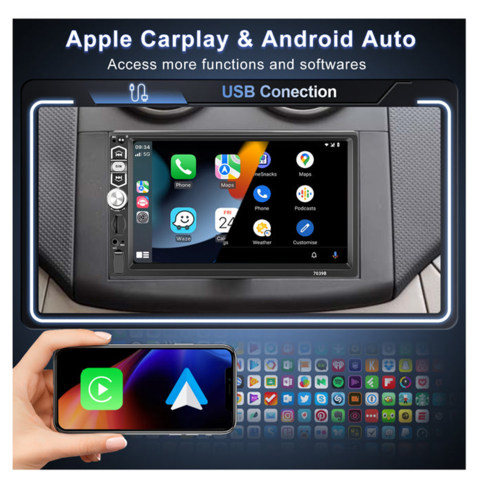 1 Din Car Radio Apple CarPlay | Android Auto