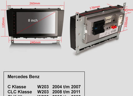 Autoradio voor Mercedes C-Klasse CLC CLK | Android 11 | W203 | W209