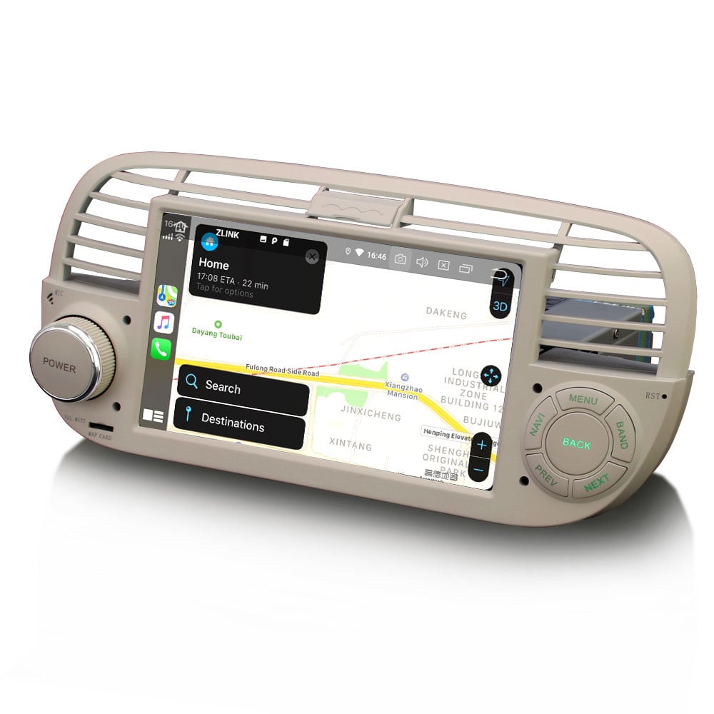 Fiat 500 CarPlay | 2007 t/m 2015 | Android 12 autoradio beige
