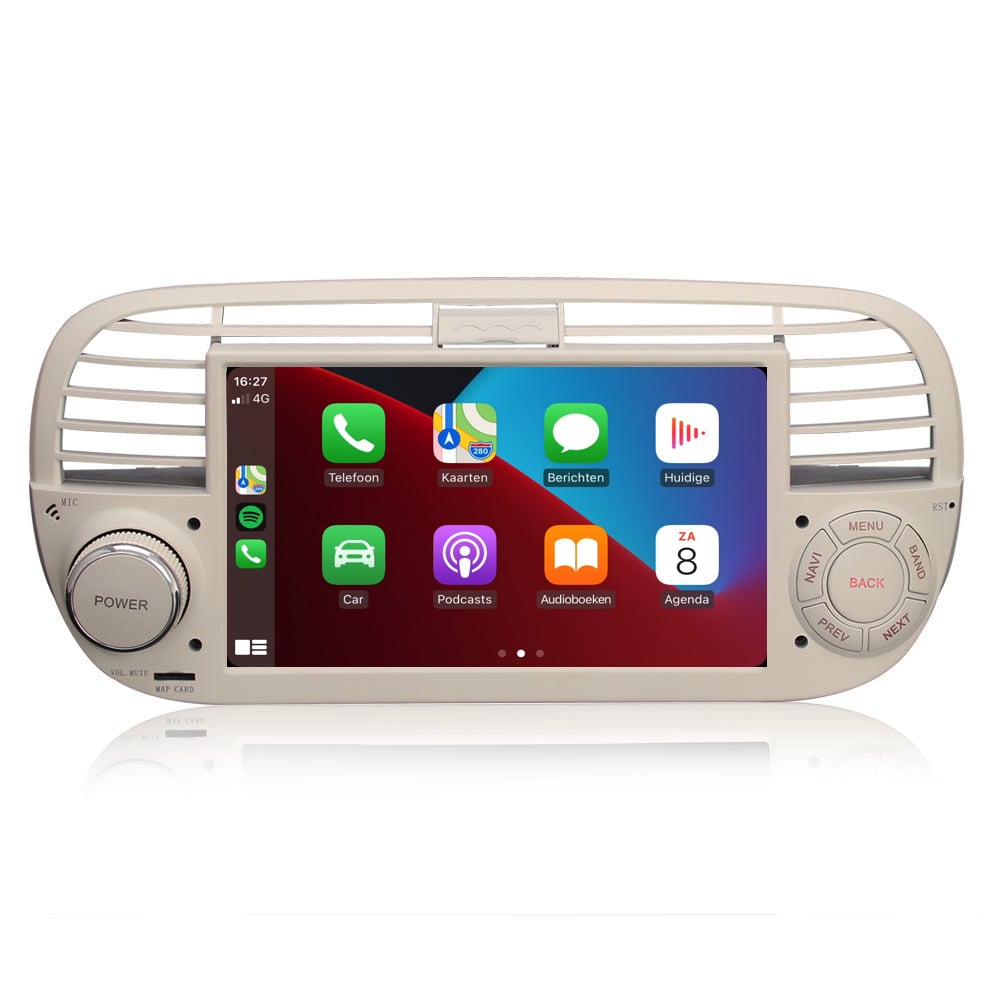 Fiat 500 CarPlay | 2007 t/m 2015 | Android 12 autoradio beige