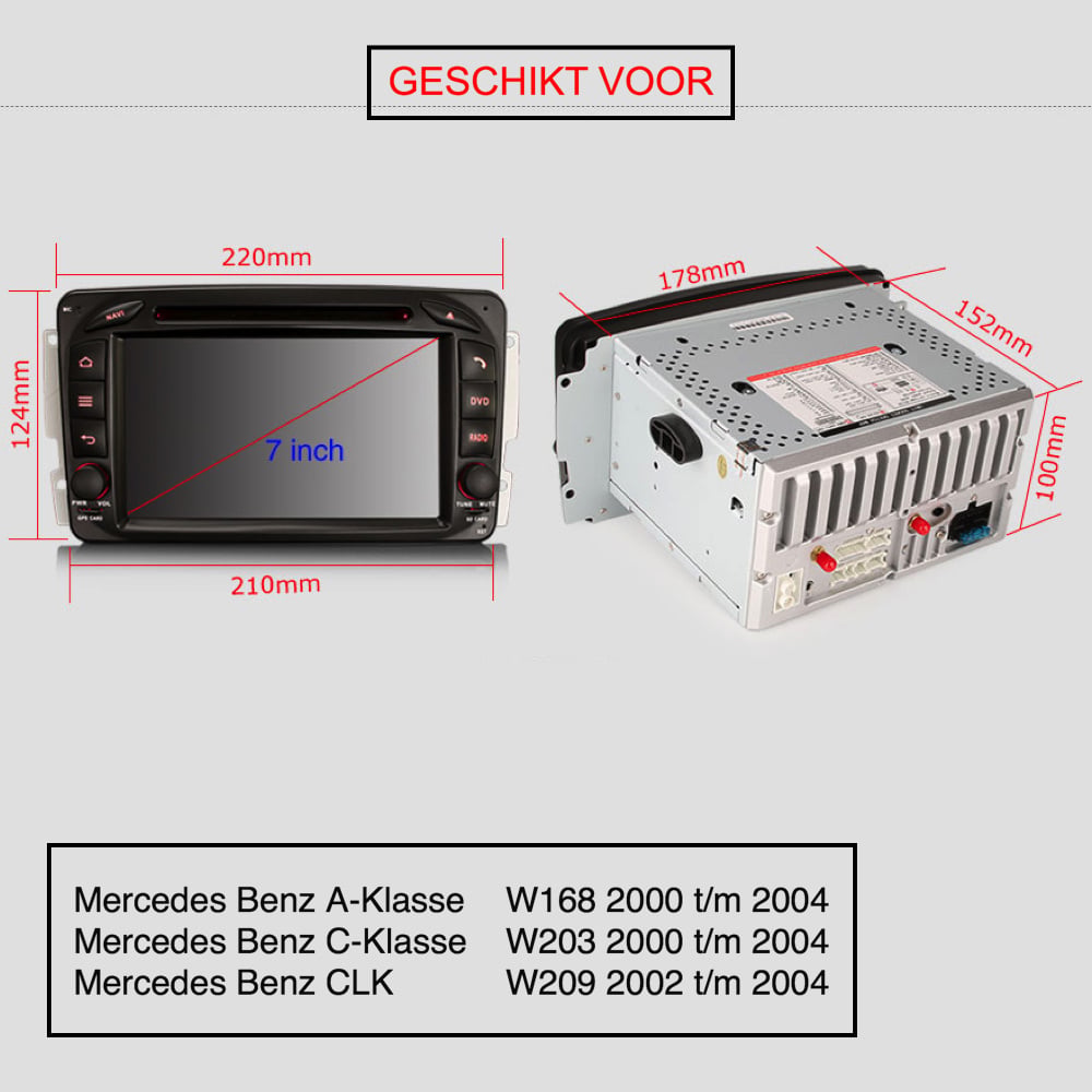Mercedes G-Klasse | Android 13 | Autoradio | 2001 t/m 2006 | CarPlay & Android Auto