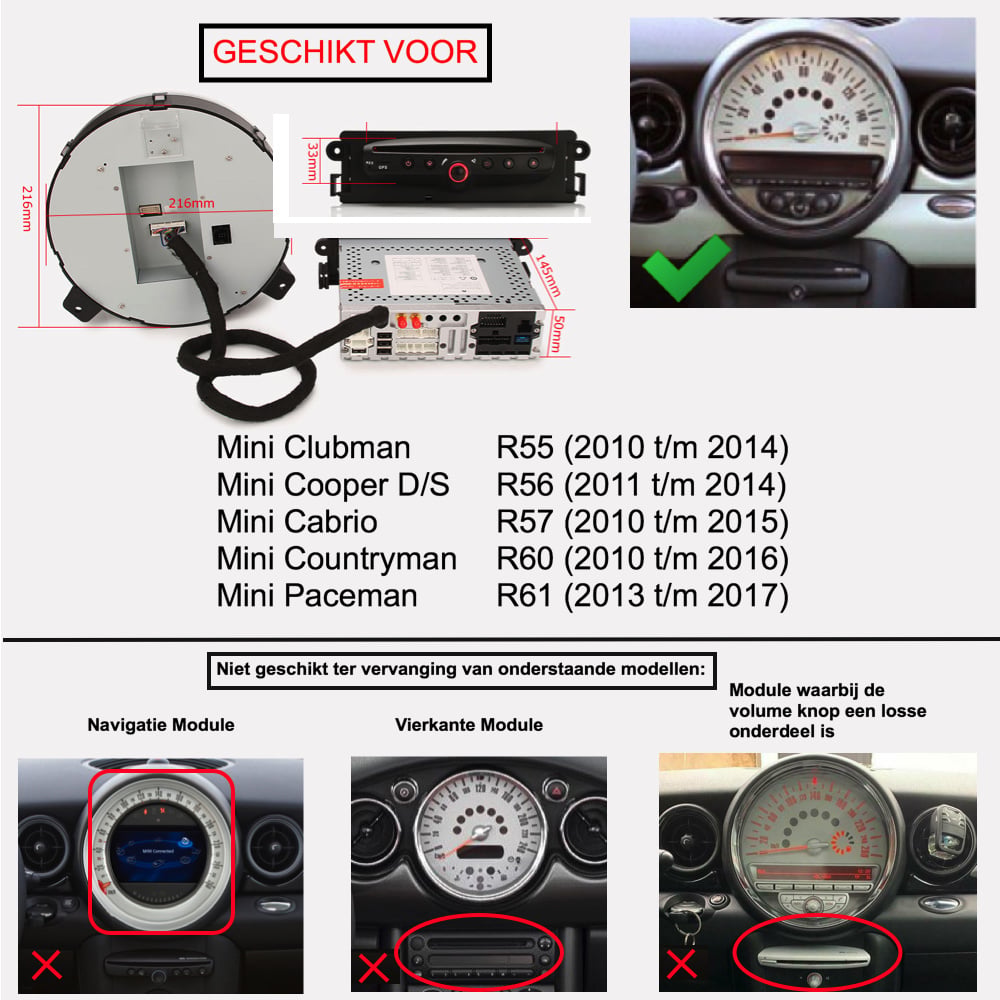 Mini Cooper CarPlay Autoradio | 2006 t/m 2013 | Android Auto