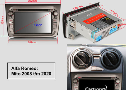 Alfa Romeo Mito Autoradio Navigatie | CarPlay | Android 13