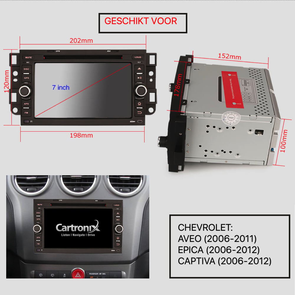 Chevrolet Aveo Epica Captiva CarPlay | 2006 à 2012 | Android Auto