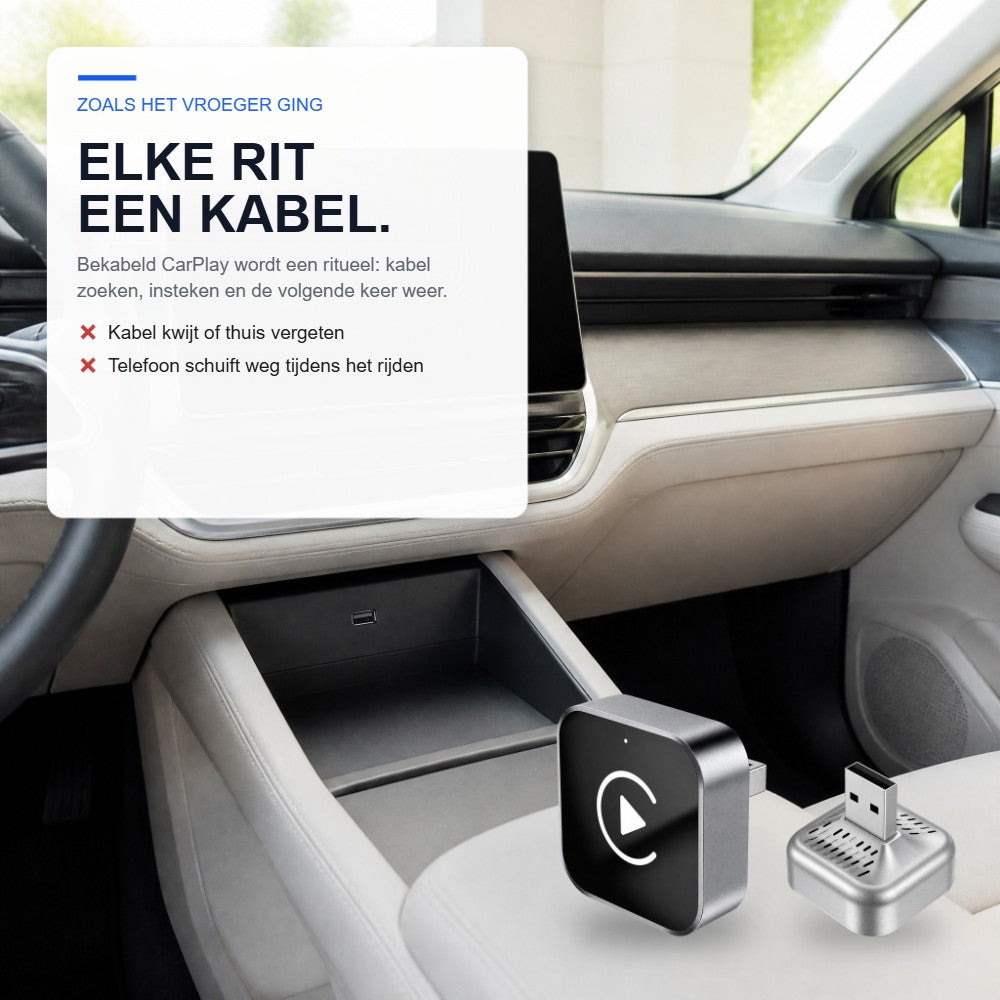 Geen kabel meer nodig met de Denago draadloze CarPlay adapter