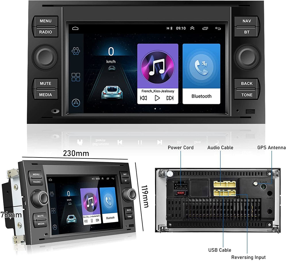Ford Focus autoradio navigatie | Android 9.1 | Fiësta Transit Connect C-Max