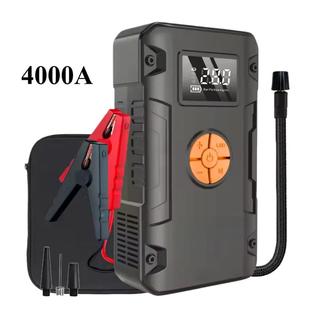 Denago Jump Starter 4000A starthulp met compressor, startkabels en opbergtas