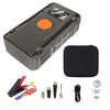 Inhoud verpakking Denago Jump Starter 4000A: starthulp, opbergtas, startkabels, ventieladapters en laadkabel