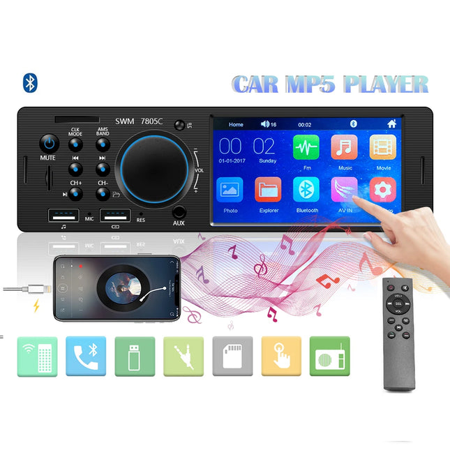 Enkel Din Autoradio met 4.1 INCH scherm | Bluetooth & USB