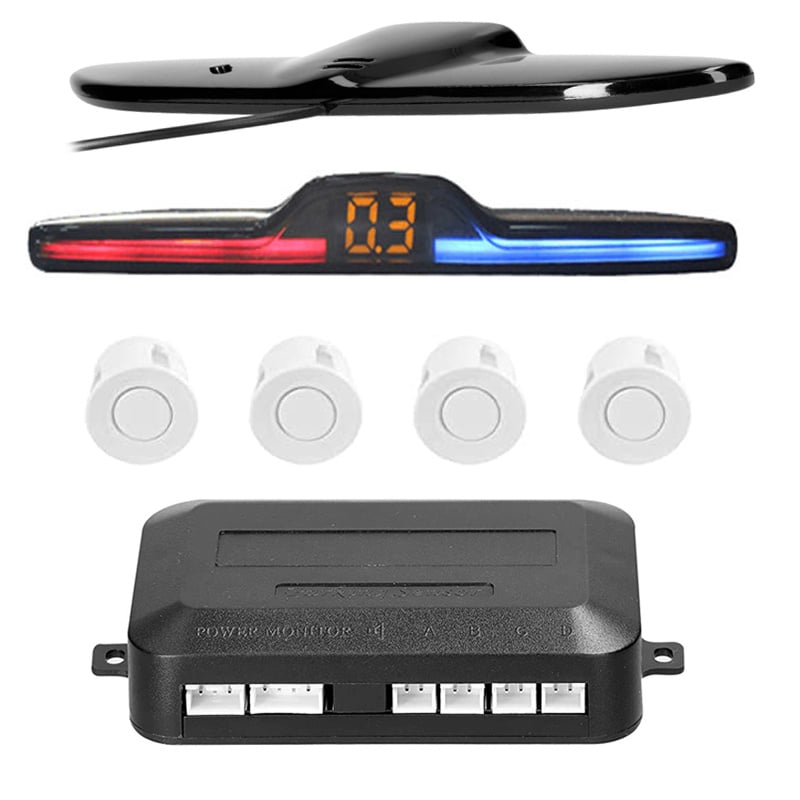 Parkeersensoren set | 4 sensoren | Geluid en Display | Wit