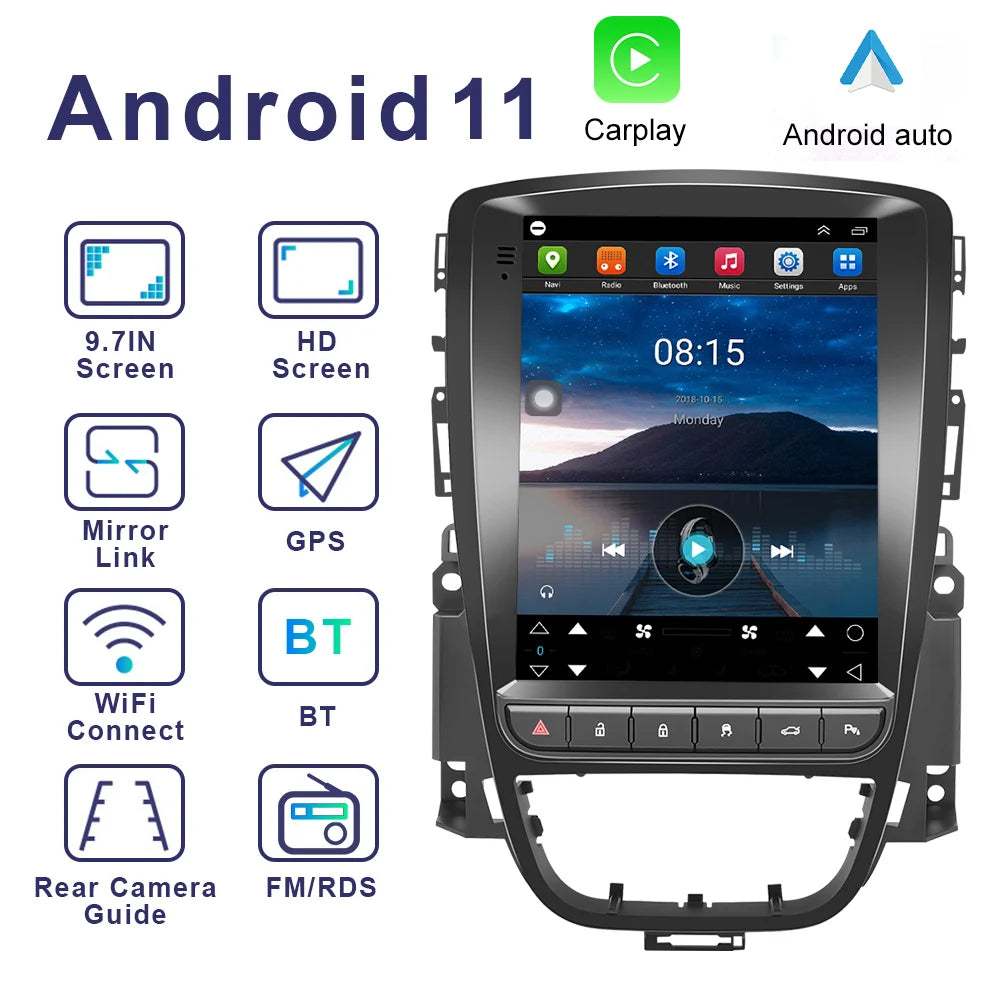 Opel Astra J y Cascada | Radio de coche Android | 2009 a 2015 | 9,7 PULGADAS