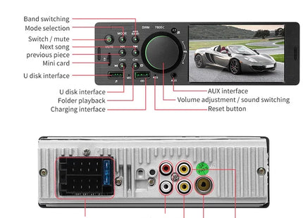 Enkel Din Autoradio met 4.1 INCH scherm | Bluetooth & USB