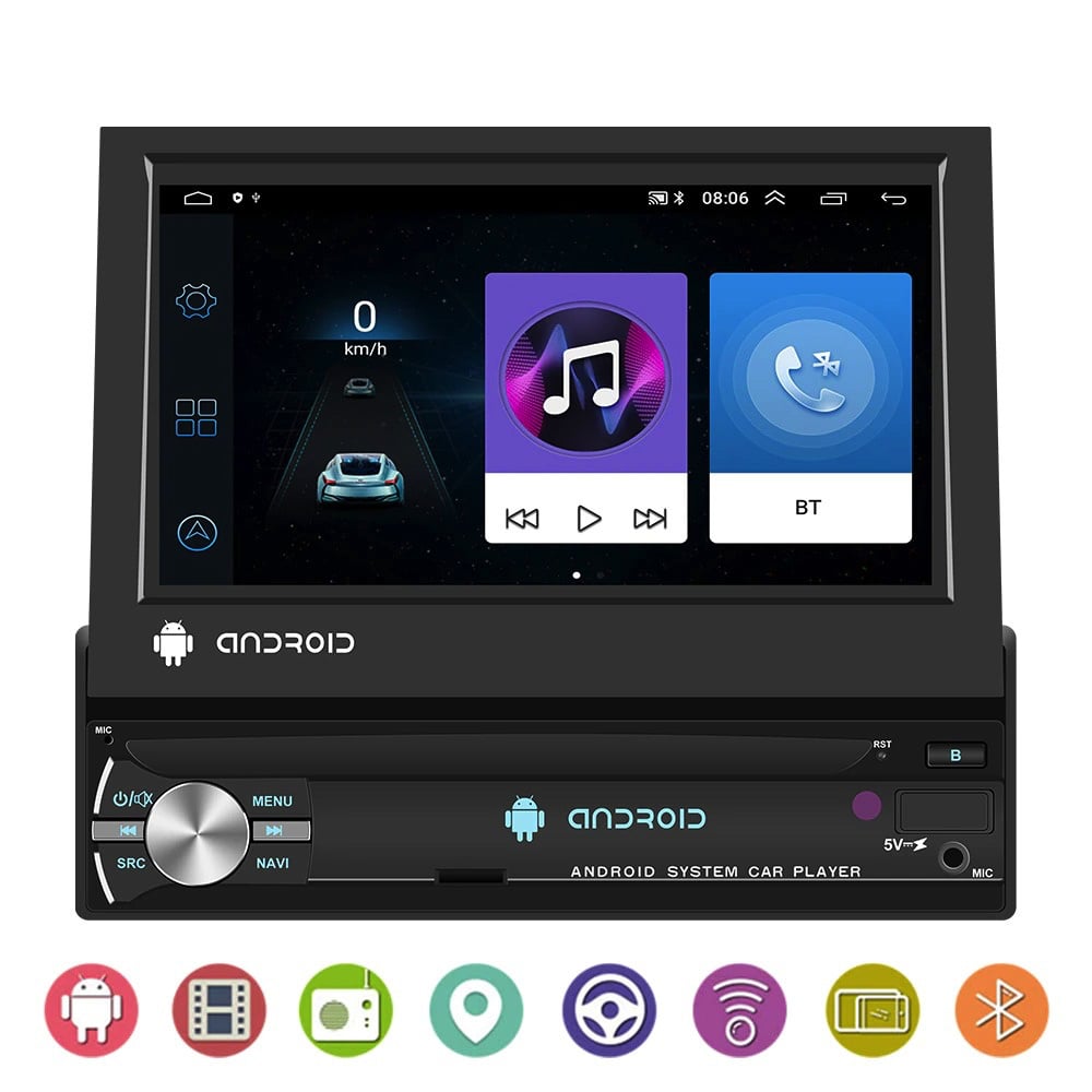1-Din folding screen car radio Android 9.1 | Camera | Bluetooth & WIFI