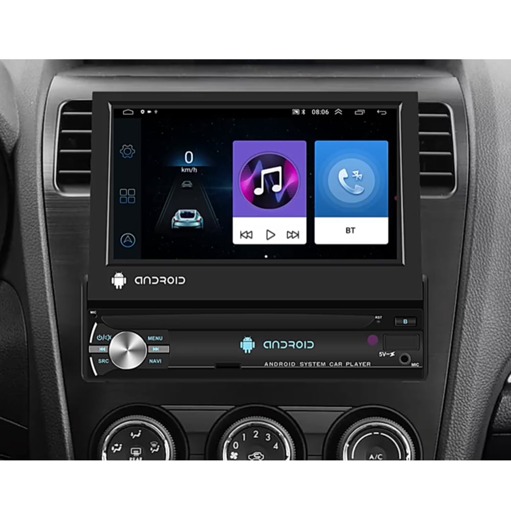 1-Din folding screen car radio Android 9.1 | Camera | Bluetooth & WIFI