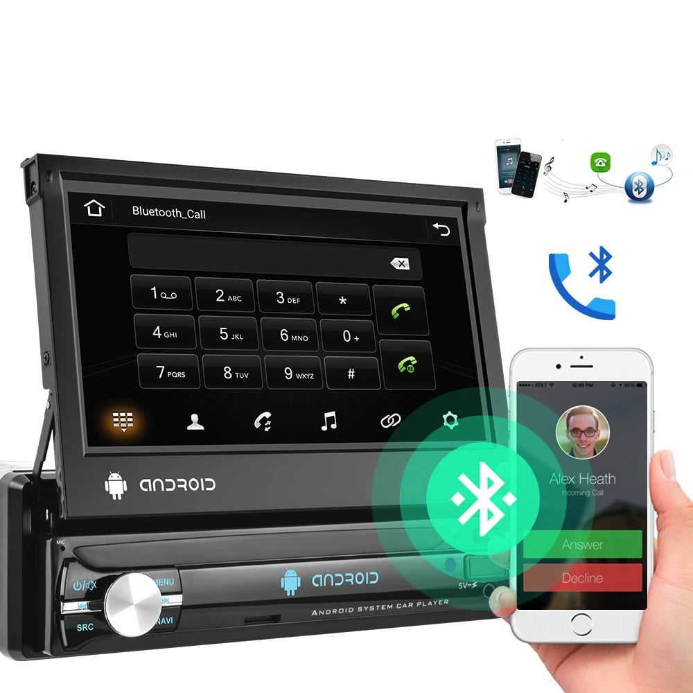 1-Din folding screen car radio Android 9.1 | Camera | Bluetooth & WIFI