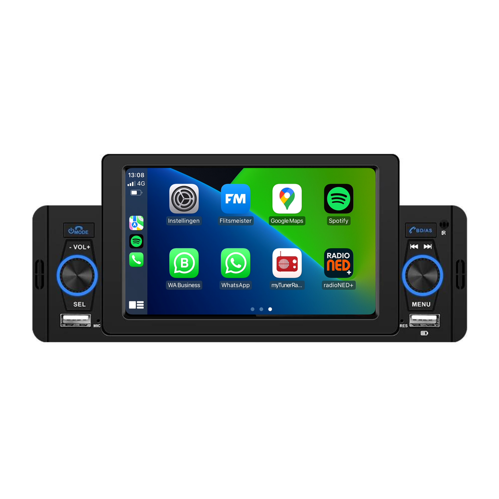 Autoradio 1 DIN avec CarPlay & Android Auto | 5 pouces | Bluetooth & USB