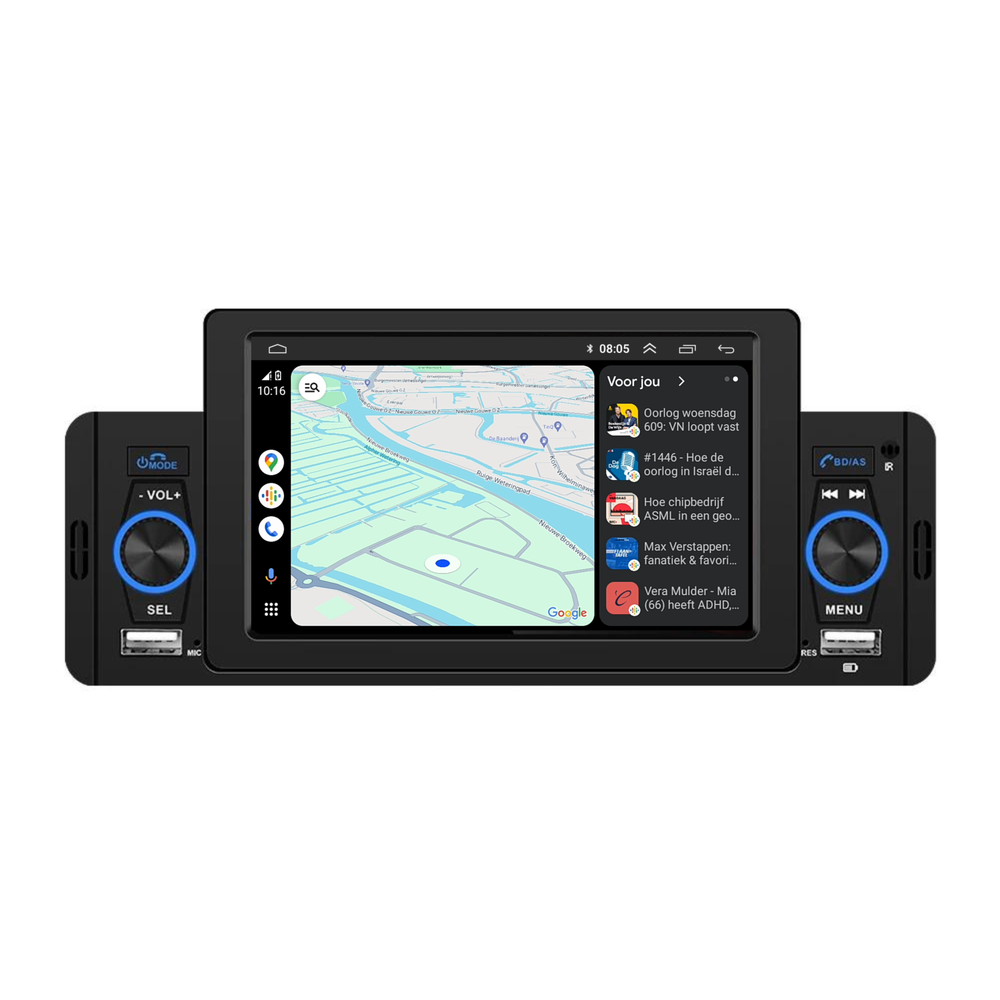 Autoradio 1 DIN avec CarPlay & Android Auto | 5 pouces | Bluetooth & USB