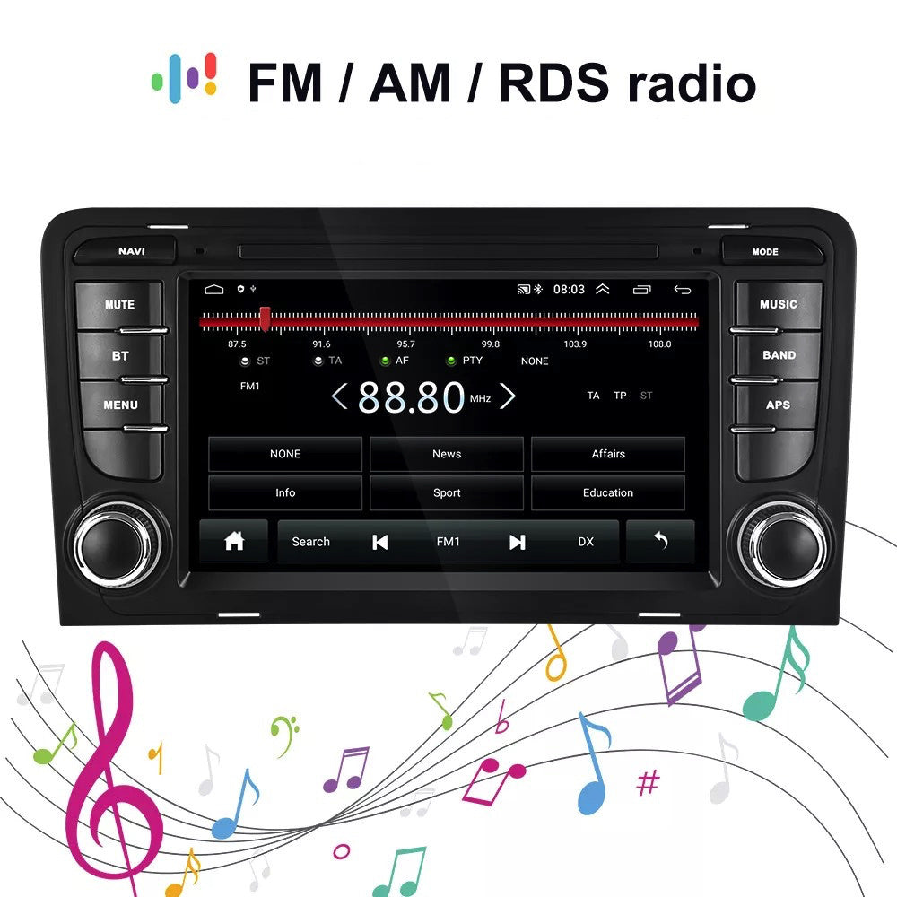 Radio de coche con navegación para Audi A3 UE | Bluetooth | S3 RS3 | androide 13