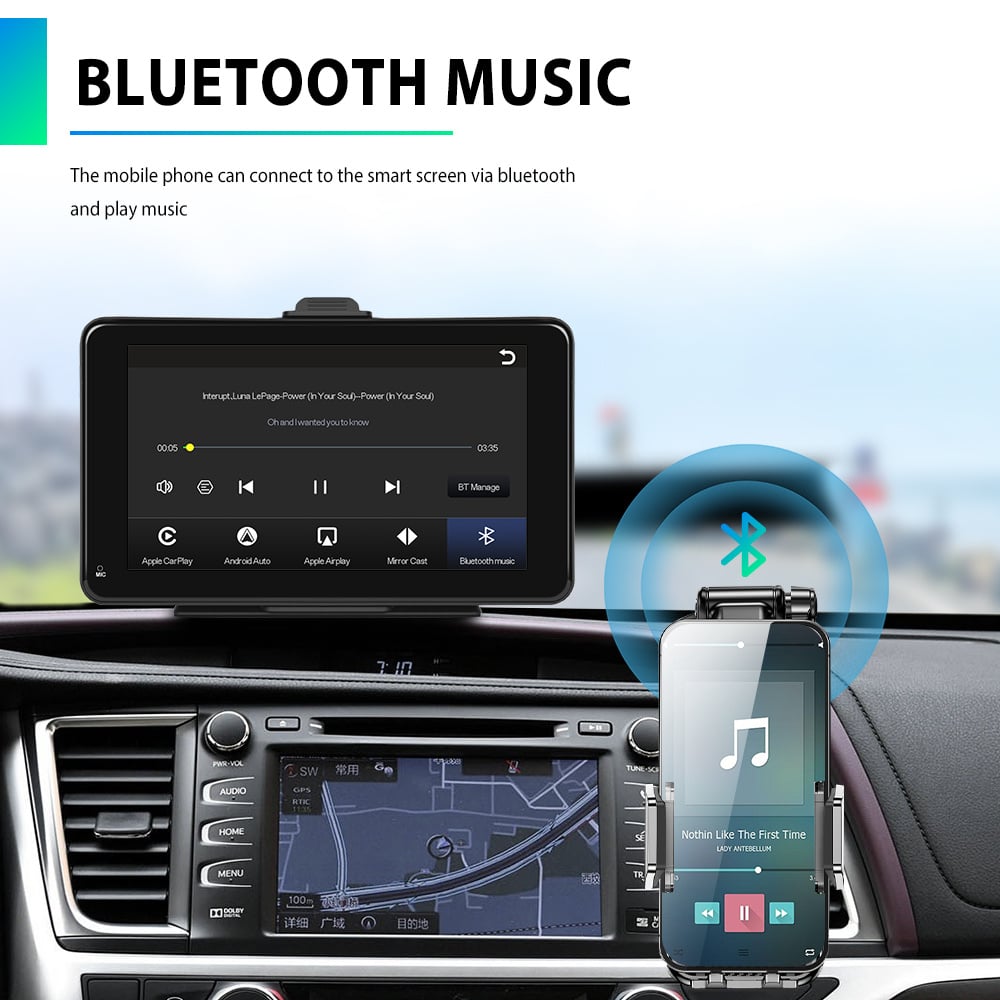 Pantalla multimedia portátil CarPlay y Android Auto de 7 pulgadas Denago