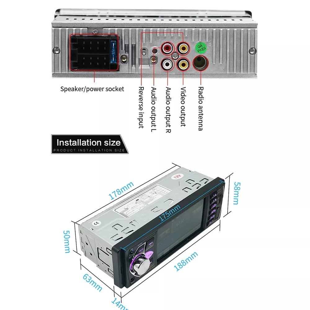 Enkel Din Autoradio met 4 INCH scherm | Bluetooth & USB