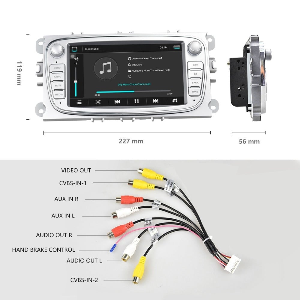Ford car radio navigation silver | Android 15 | 4GB & 64GB | Mondeo Focus S-max | Apple Carplay & Android Auto