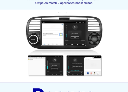Denago Autoradio voor Fiat 500 - 2007 t/m 2015 - Apple Carplay & Android Auto - Android 11 - 7 inch - Zwart - Gratis Achteruitrijcamera