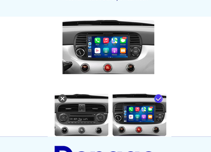 Denago Autoradio voor Fiat 500 - 2007 t/m 2015 - Apple Carplay & Android Auto - Android 11 - 7 inch - Zwart - Gratis Achteruitrijcamera