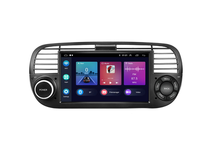 Denago Autoradio voor Fiat 500 - 2007 t/m 2015 - Apple Carplay & Android Auto - Android 11 - 7 inch - Zwart - Gratis Achteruitrijcamera