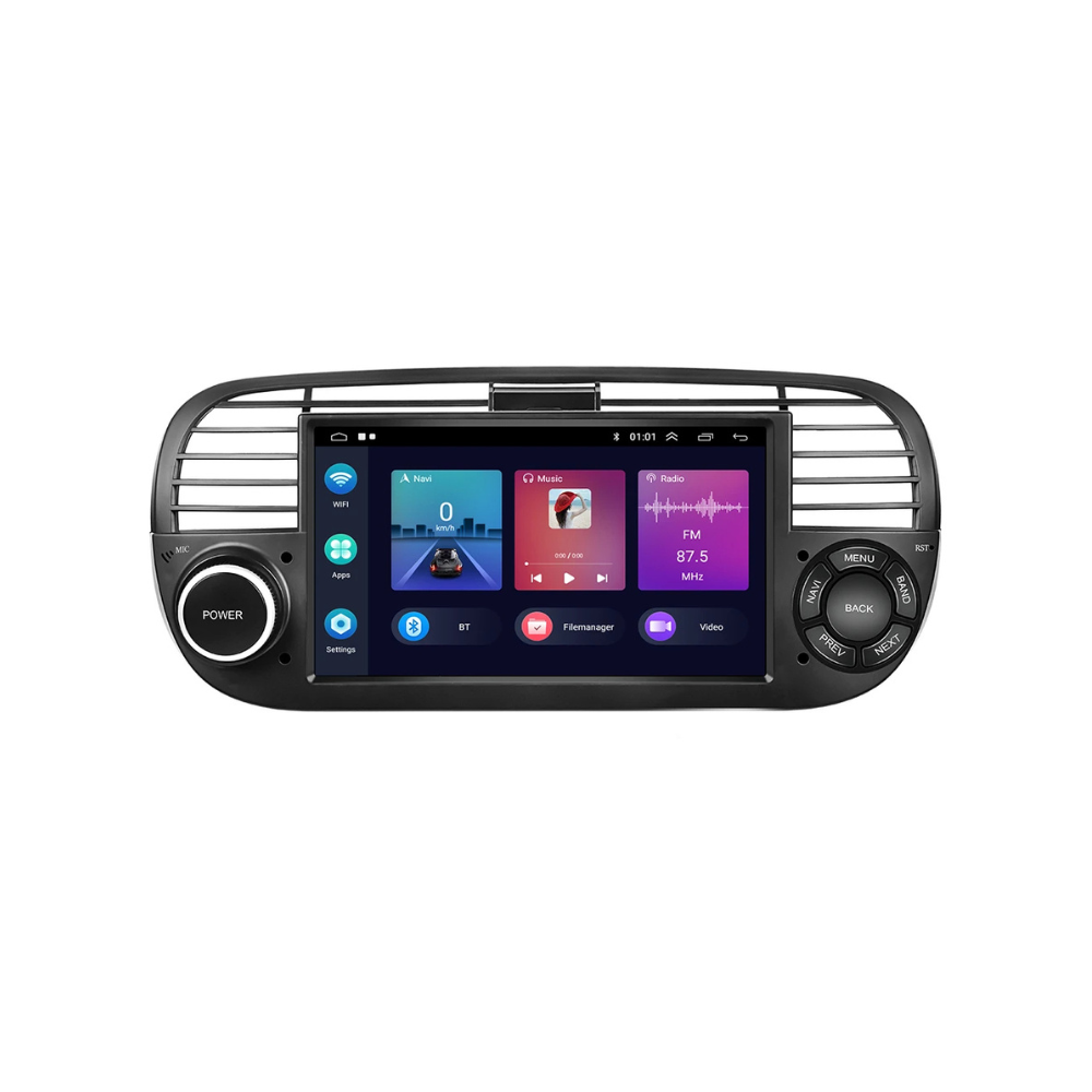 Denago Autoradio voor Fiat 500 - 2007 t/m 2015 - Apple Carplay & Android Auto - Android 13 - 7 inch - Zwart