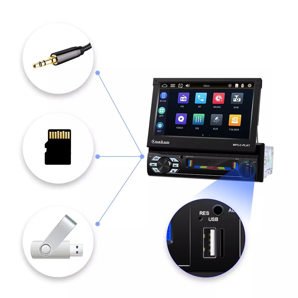 Denago - 1Din Autoradio | Carplay & Android Auto | klapscherm
