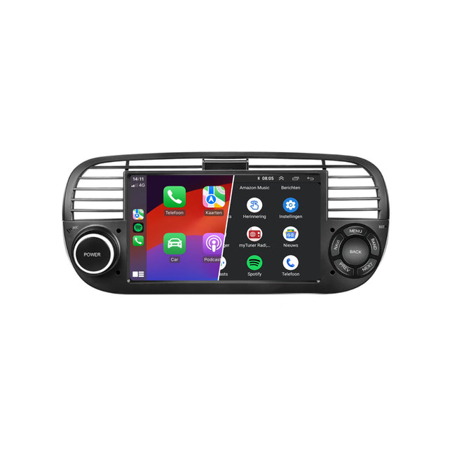CarPlay voor Fiat 500 | 2007 t/m 2015 | Android Auto | 2+64 GB | Android 11 | Gratis Achteruitrijcamera